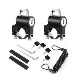 2 Pieces Motorcycle Helmet Locks, 2 Pieces Spacers, 2 Pieces Wrenches and 1 Piece Spring Rope, Secure Anti-Theft and Demolition Hook Lock (Black)