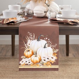 Elrene Home Fashions Wheatland Harvest Fall/Thanksgiving Console Centerpiece or Table Runner, 13"x70"