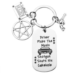 Birthday Gifts for Her Him - Driver Picks the Music Shotgun Shuts His Cakehole Keyring for Friends BFF Christmas Gifts for Women Men