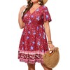Women's Plus Size Summer Boho Casual Dress Short Sleeve V