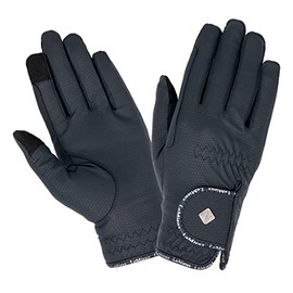 LeMieux Unisex Classic Riding Gloves in Black - Synthetic Leather - Breathable - Anti Slip - Medium
