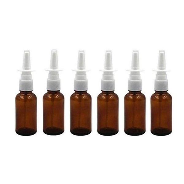 XINGZI 6PCS Travel-Sized 5ML Empty Refillable Amber Glass Nasal Spray