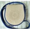 Authentic Ukrainian Handcrafted Classic Blue Beige Round Leather Bag Ukraine Fancy Comfy Cross Small Pocket Bags (20х10х20)