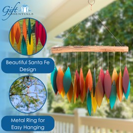 Blue Handworks Santa Fe Glass Chime, Sandblasted Glass and Found Wood Handcrafted Wind Chime