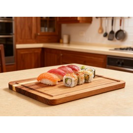 Small Wood Cutting Boards with Juice Groove, Wooden Chopping Board for Kitchen, Charcuterie Board, Wooden Cutting Board for Meat, Cheese, Fruits, and Vegetables (1, Acacia Wood Color, 9.8"L x 7"W)