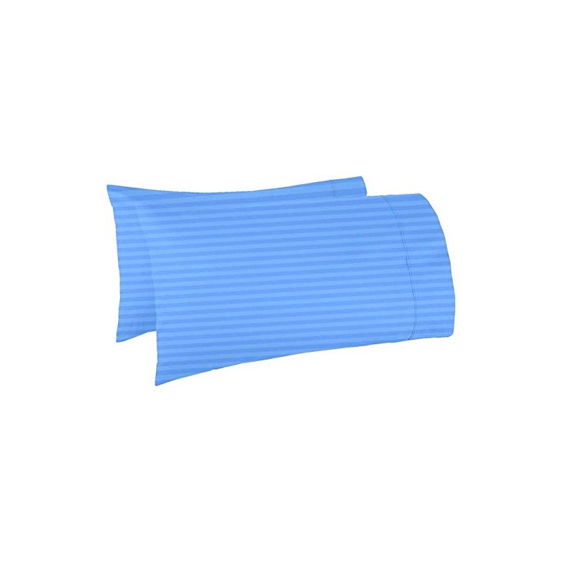 Linenovation Cotton Luxurious Striped 2 Piece Sateen Pillow Cover Set,