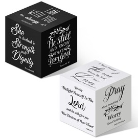 2 Pcs Bible Verse Mini Wood Signs Christian Decor Be Still and Know Religious Sign Wooden Scripture Desk Decor Rustic Bible Verse Blocks Home Scripture Word Plaque, 3.35 Inch (Vivid Style)