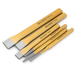 Acrux7 - Juego de 6 cinceles en frío, plano, central, cilíndrico, juego de cinceles de metal, acero Cr-V de alta calidad, cinceles de cono para ladrillos, hormigón, metal y piedra