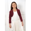 Bolerose Girls 3/4 Sleeve Childrens Kids Bolero (Burgundy, 5-6 Years)