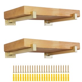 AddGrace Shelf Bracket 4pcs Industrial Black Bracket Heavy Duty Floating Shelf Bracket for Shelves Support Board (6inch) Gold