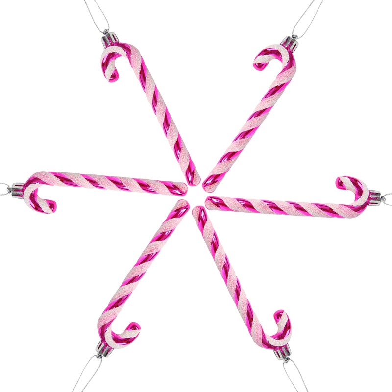 DERAYEE 6 PCS Christmas Glitter Candy Cane Plastic Candy Cane
