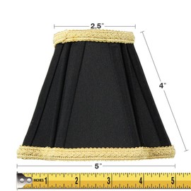 Black Shantung Fabric Lampshade 2.5"x5"x4.5" gold liner - Perfect for chandeliers, foyer lights, and wall sconces -Small, black