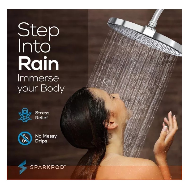 Sparkpod Large 10" Rain Shower Head Rainfall Shower with High