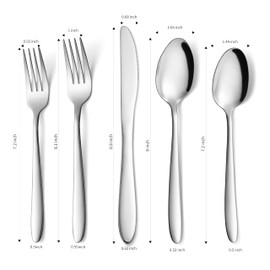 HIKAA Luna Silverware Set, Modern Flatware Set, Cutlery Set for Home, Kitchen and Restaurant, Mirror Polished, Dishwasher Safe (20PCS)