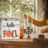 Fall Decorations for Home Office, Rustic Hello Fall Pumpkin Wood