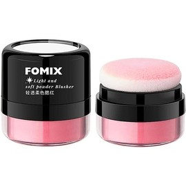 FOMIX Cheek Pom Pom Mineral Cheek with Puff High Gloss Contour Face Blush Cushion Soft High Color Lightweight Feel Breathable Natural Cosmetics 02# Orange Pink