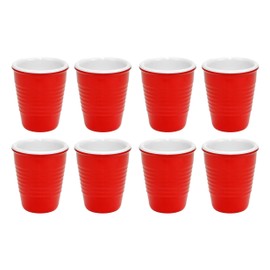 Fairly Odd Novelties 2oz Red Hard Plastic Shot Glass Cup 2 Packs, Set of 4 Living Large Drink Solo Or W Fri