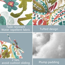 LVTXIII Outdoor All Weather Bistro Seat Cushions, Comfortable Fluffy Tufted Patio Chair Cushions Round 15”x15”x4” Set of 2 for Home Garden Furniture, Pretty Paisley