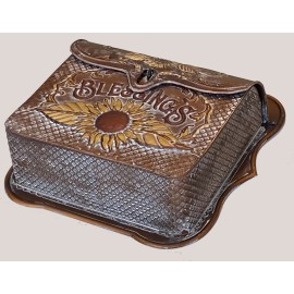HS Collection Blessings Mailbox with Embossed Sunflower Copper Toned Weathered Finish Post Box