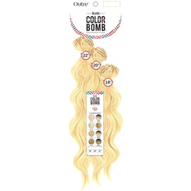 Outre Batik Colorbomb Long Length Wavy Style Synthetic Hair Weaves - NATURAL BODY WAVE 18-20-22 (White-Blonde)
