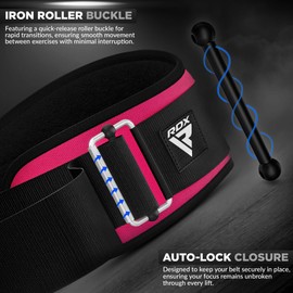 RDX Weight Lifting Belt AUTO LOCK, 6.5” Padded Back Support, Men Women Gym Fitness Bodybuilding Powerlifting Weightlifting Workout, Deadlift Squat, Pro Exercise Equipment