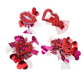 Healvian Valentine's Day Heart Hairpin Set 4pcs Sequin Heart Hair Clip Bows for Girls Women