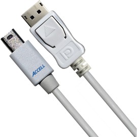 Accell Mini DisplayPort to DisplayPort 1.1a Cable with Locking Latch - 6.6 Feet (2 Meters), White, DP 1.2 supports 4K UHD, 1080p, and 3D video up to 2560x1600@60Hz