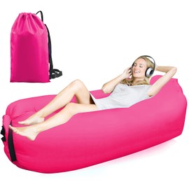 FainFun Inflatable Beach Sofa, 200 x 70 cm Sofa, Inflatable Outdoor Camping, Air Sofa, Inflatable Couch Sofa, Camping, Camping Sofa, Inflatable with Portable Package, Rose Red