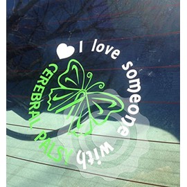 Cerebral Palsy Green Awareness Ribbon Butterfly Love Window Decal