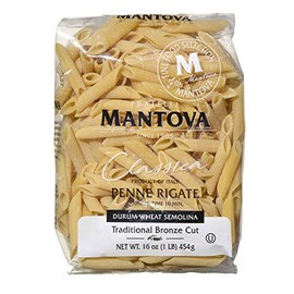 Mantova Italian Bronze Die Penne Rigate Pasta - 100% Durum Wheat Semolina Bronze Die Penne Rigate - Product Of Italy 16 Oz (Pack of 6)