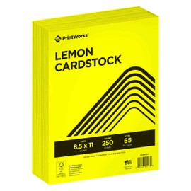 PrintWorks Professional Lemon Yellow Bright Colored Cardstock, 250 Sheets, Made in the USA, FSC® Certified