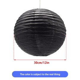 Hocansen 5 Stück Papierlaterne 12in Rund Papier Laterne Dekoration Ballform Papier Lampions für Party Hochzeit Garten Deko (DL/Black)