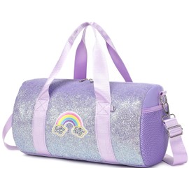 Dance bag, ballet bag, handbag, children's bag, shoulder bag, swimming bag, children's bag, rainbow glitter, blue