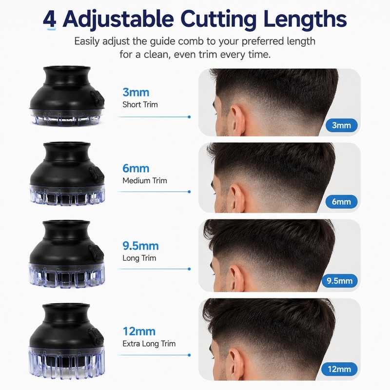 Cordless Circular Hair Clipper for Self Haircuts – Adjustable 3–12