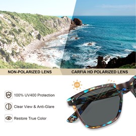 CARFIA Retro Polarised Sunglasses for Women UV400 Protection Driving Outdoor Acetate Frame