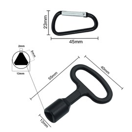 Srup Set of 4 9 mm Metal Triangle Keys, Triangle Key with Buckle, Triangular Tap Key, Triangle Socket Wrench for Radiator, Wheelie Bin Elevator (Silver and Black)