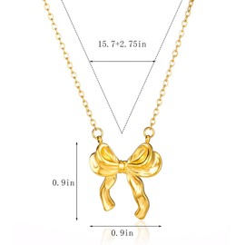 xdlhghe Bow Necklace for Women 18k Gold Plated Silver Charm Stainless Steel Non Tarnish Dainty Womens Necklace Trendy Choker Cute Waterproof Everyday Fashion Jewelry, Stainless Steel, No Gemstone