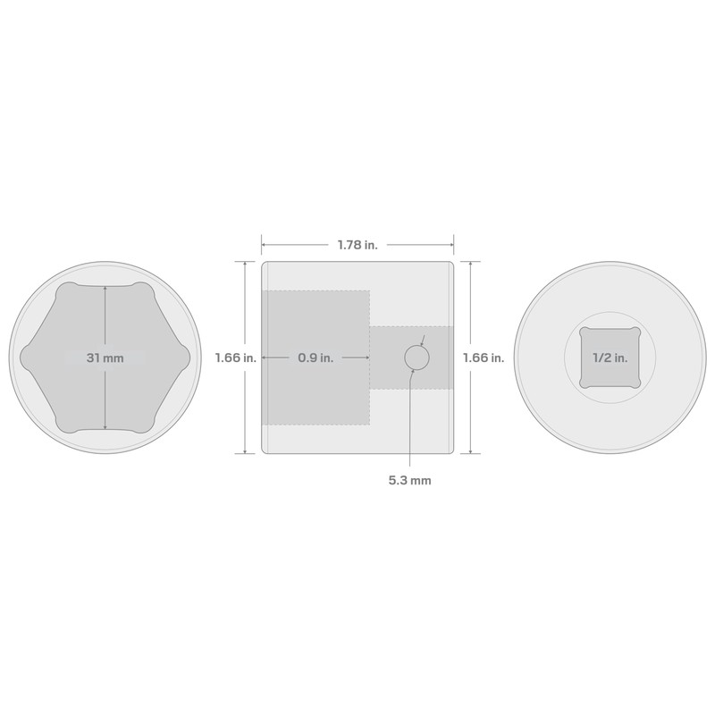 TEKTON 1/2 Inch Drive x 31 mm 6-Point Impact Socket