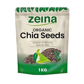 zeina LOVE OUR FOOD Zeina Organic Chia Seeds (1Kg) - Freshly Packed Natural Organic Raw Chia Seeds Source of Protein and Fibre for Vegetarian and Vegan Diets, Kosher Approved
