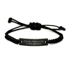 Epic Mother-in-Law Gifts, I Am The Mother-in-Law I Make The Rules, Birthday Black Rope Bracelet for Mother-in-Law, Mothers in Law, Gifts for Mothers in Law, Unique Gifts for Mothers in Law, Mother in