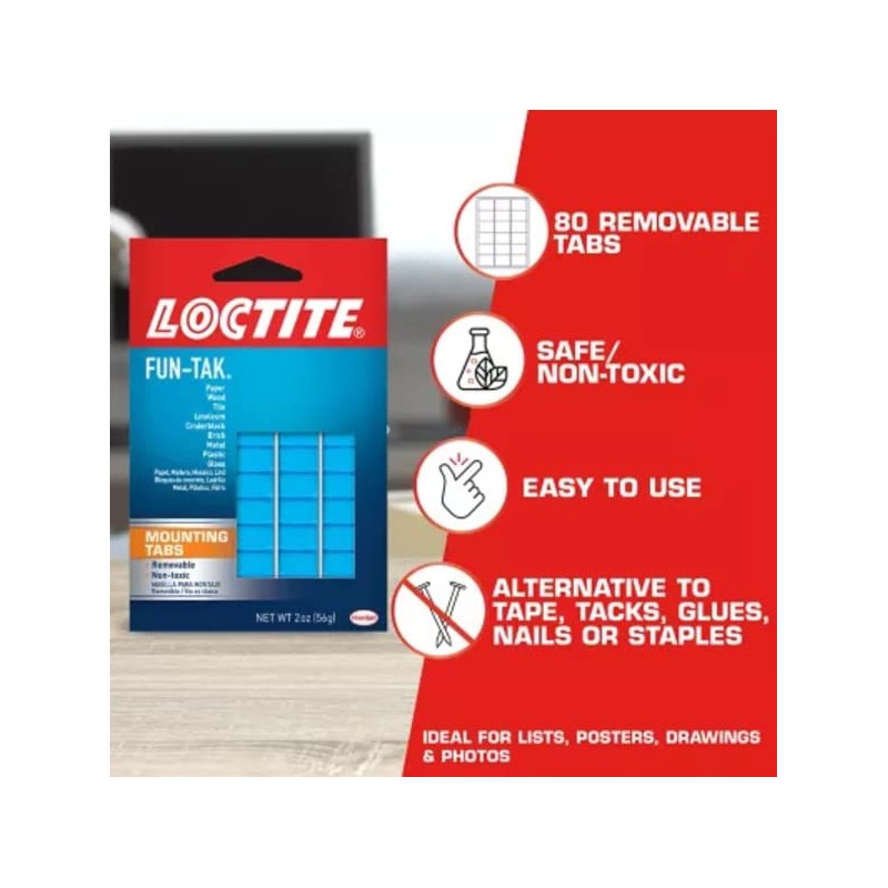 Loctite 1270884 Fun-Tak Mounting Putty, 2 oz, Blue (12-Pack)