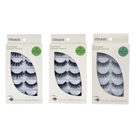Vôsaidi False Eyelashes, Handmade Luxurious Fake Lashes, Natural Long Black, 5 Pairs with Glue (F850)