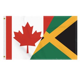 3×5 FT Canada Jamaica Flag, Large 100D Canadian Jamaican Friendship National Outdoor Banner,Doube Side Printing Decor For Patio Garden With Brass Gromment