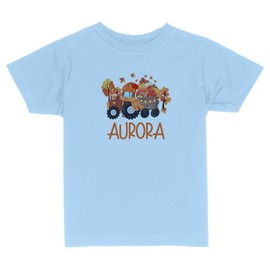 Fall Tractor Aurora Toddler Kids T-Shirt 4T Light Blue