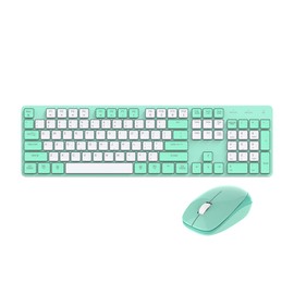 Wireless Keyboard and Mouse, Ultra Slim Ergonomic Quiet Compact Design, 2.4GHz Wireless Silent USB Keyboard and Mouse for Windows, Mac OS, Computer, Desktop, PC, Notebook - Green White