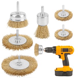 Wire Brush Set of 6 for Drill, Round Shaft 6 mm Wire Brushes, Cordless Screwdriver, Cup Brush Set, Wire Drill Brush Set, Brass Wire Brush, Metal Brush, Steel Brushes for Polishing and Grinding