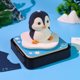 Fockety 3D Art Calendar, Penguin Calendar 2025 Notepad with Light, Timepiece Calendar 2025 Desk Calendar Craft Decoration for Home School Office