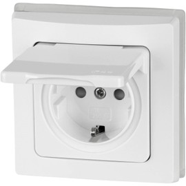 Flush-Mounted Socket IP44, All-in-One, Series C1 Matte White