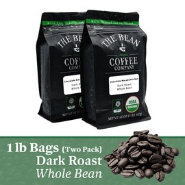 The Bean Organic Coffee Company Chocolate Macadamia Nut, Medium Roast, Whole Bean Coffee, 16-Ounce Bags (Pack of 2)