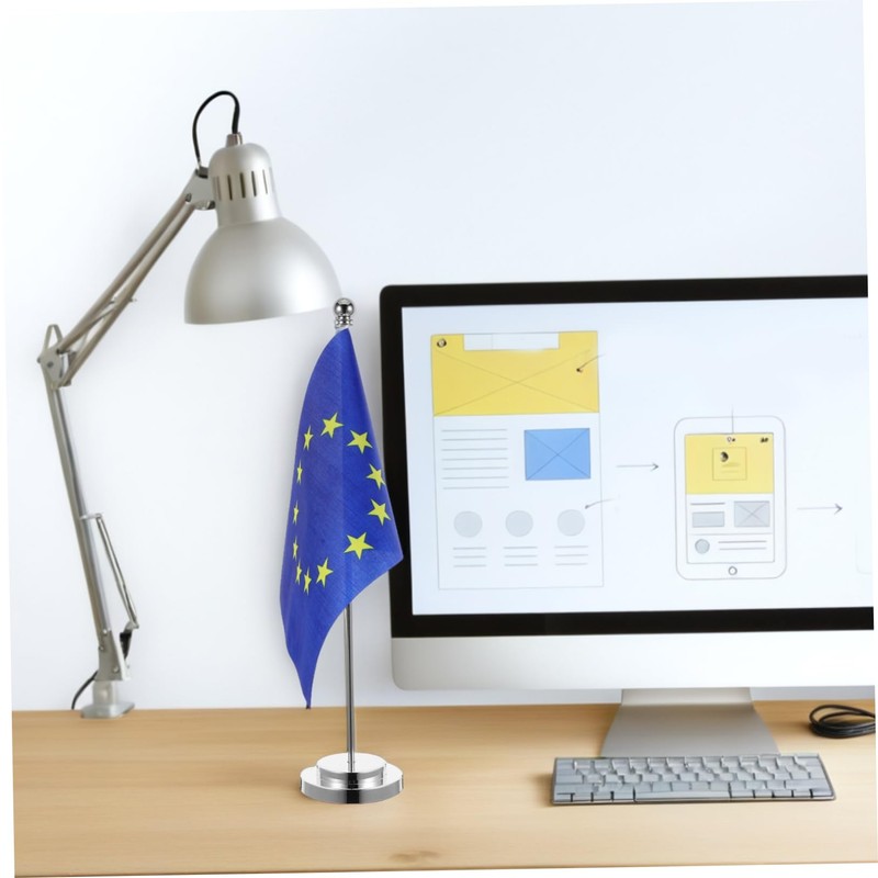 Gadpiparty European Union Table Flag with Reliable Stand for Office